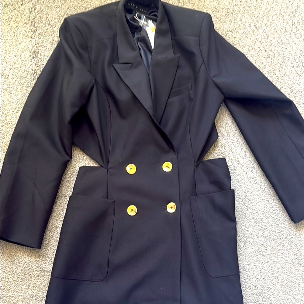 Endless Rose Black and Gold Tailored Blazer romper